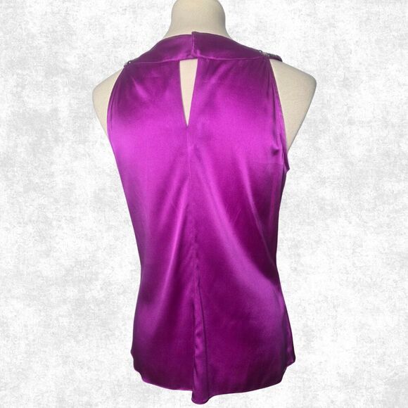 Cache Satin Magenta Embellished Halter Top Medium Glam Clubwear Y2K Party Vibe - Picture 5 of 7